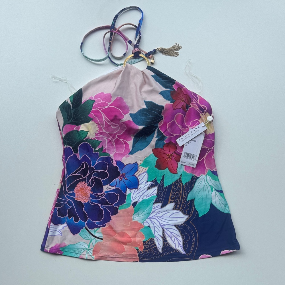 Trina Turk Multicolor Floral Halter Top
